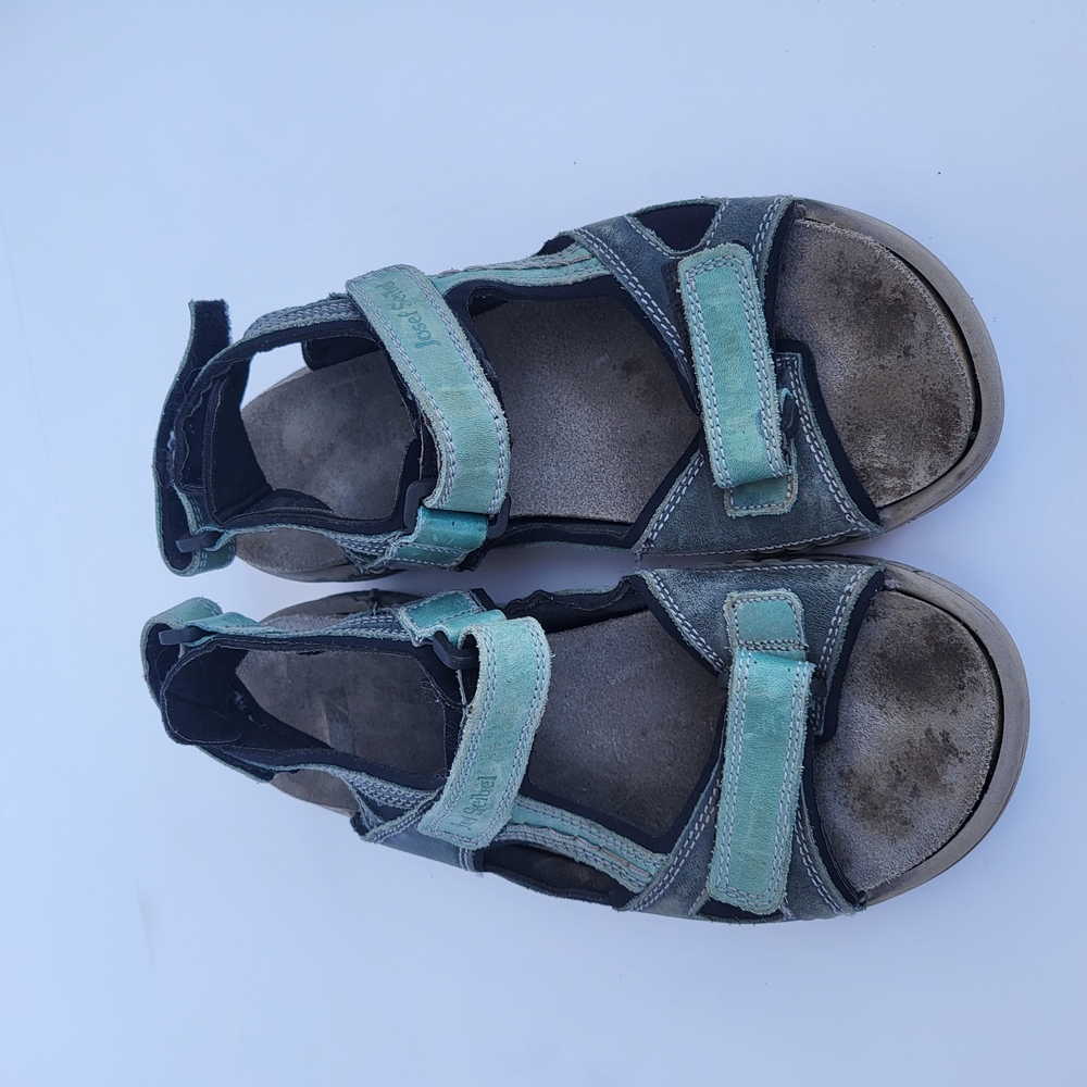 Josef Seibel Blue and Black Sandals with Adjustable Straps